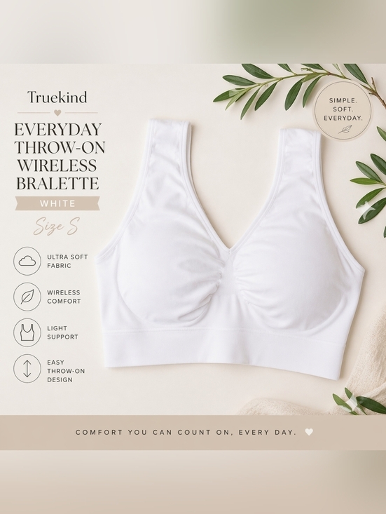Truekind Other - Truekind Everyday Throw-On Wireless Bralette | White | Size S | NWT